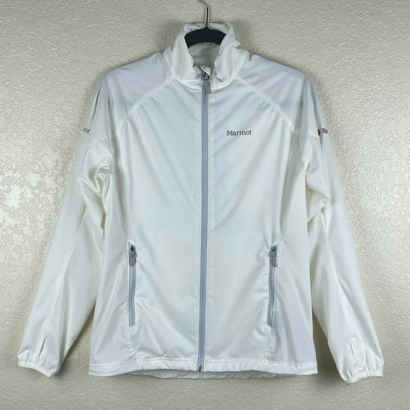 Marmot Jackets & Blazers - Marmot Track Jacket Women's Sz M Flashpoint Full Zip Pocket Raglan Sleeve White